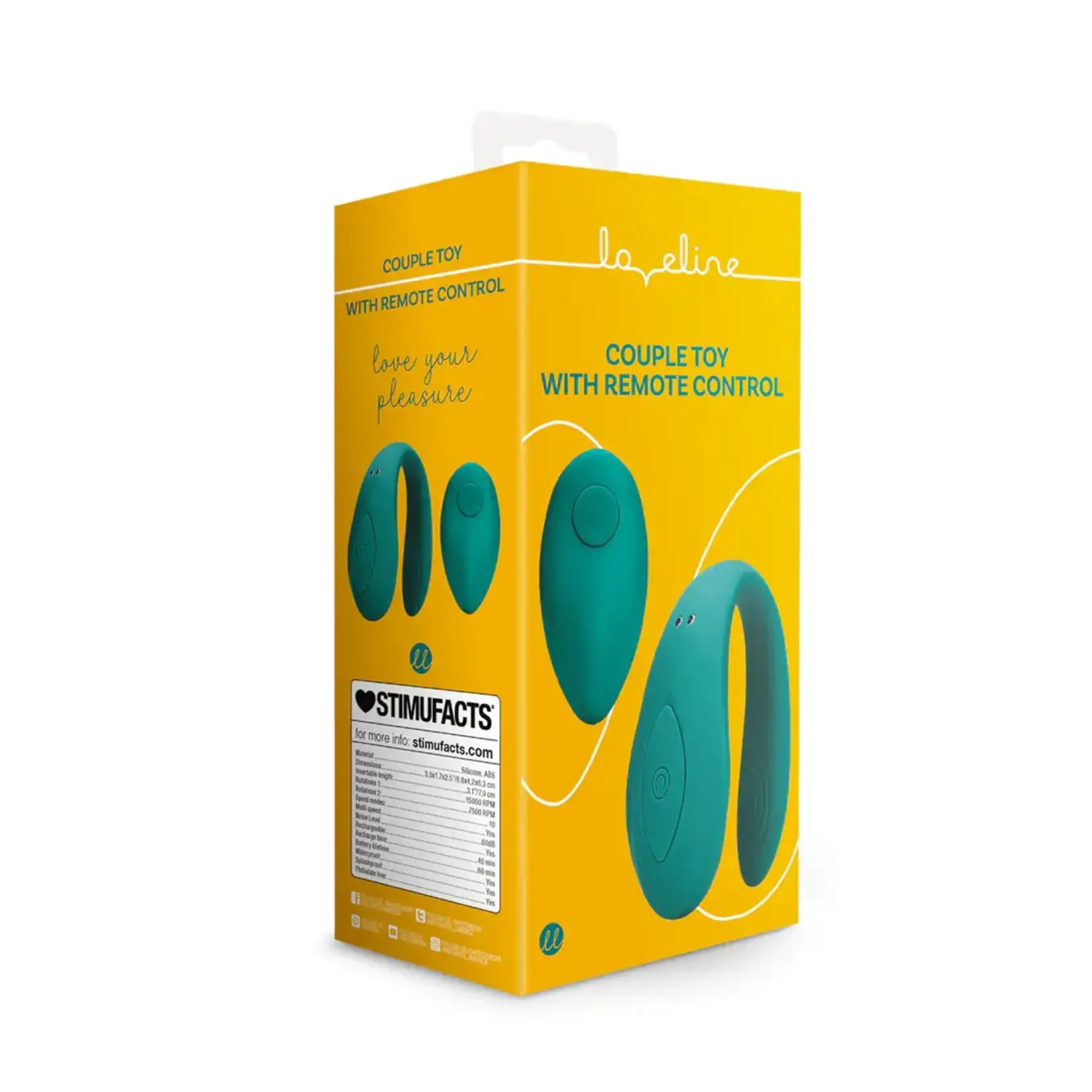 Loveline by Shots Couple toy with remote control - bimini blue