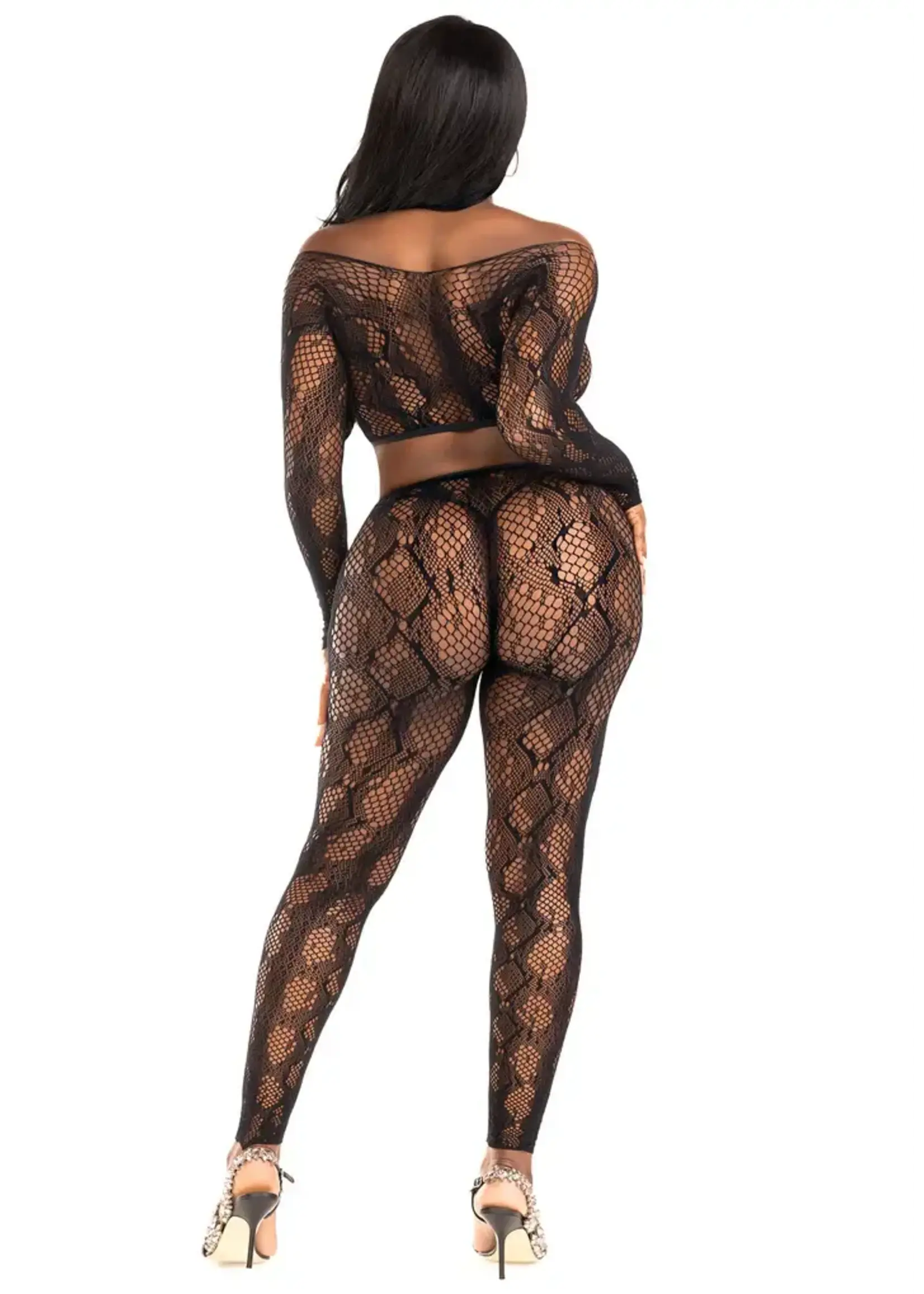 Leg Avenue Python crop top & Ffootless tights - OneSize