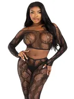 Leg Avenue Python crop top & footless tights - OneSize