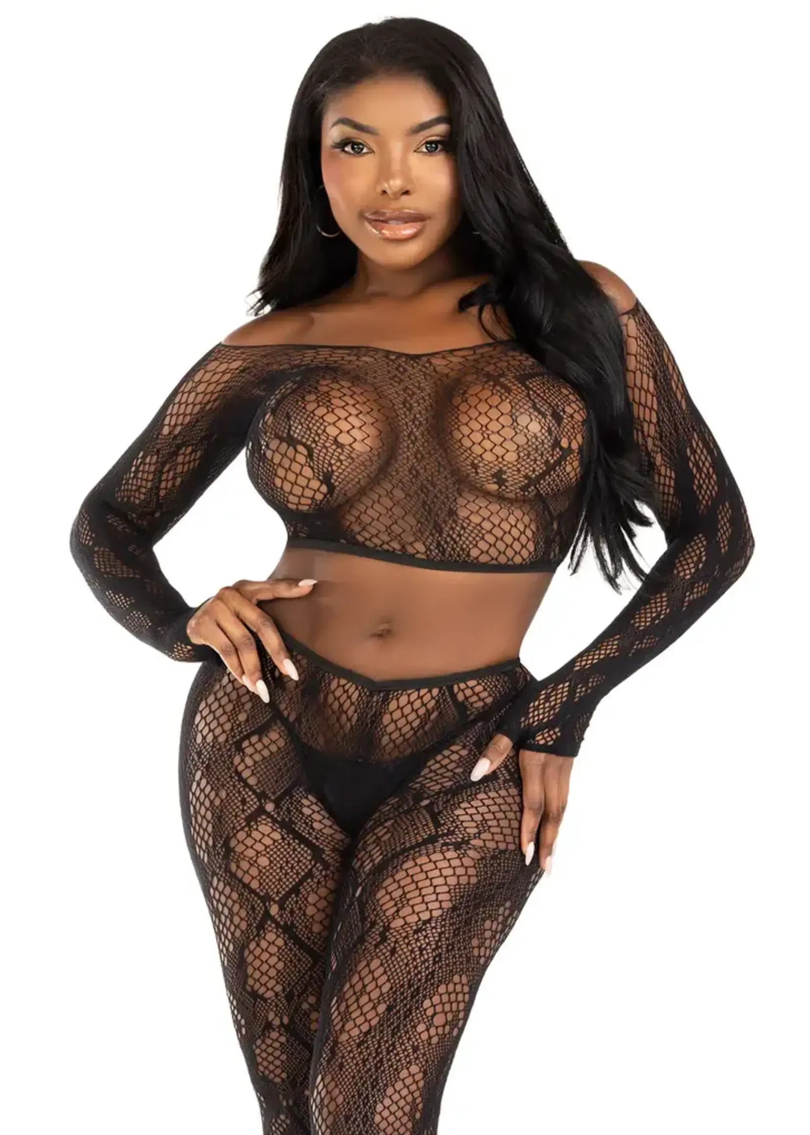 Leg Avenue Python crop top & Ffootless tights - OneSize