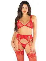 Leg Avenue Bra top, string and garter belt stockings - OneSize
