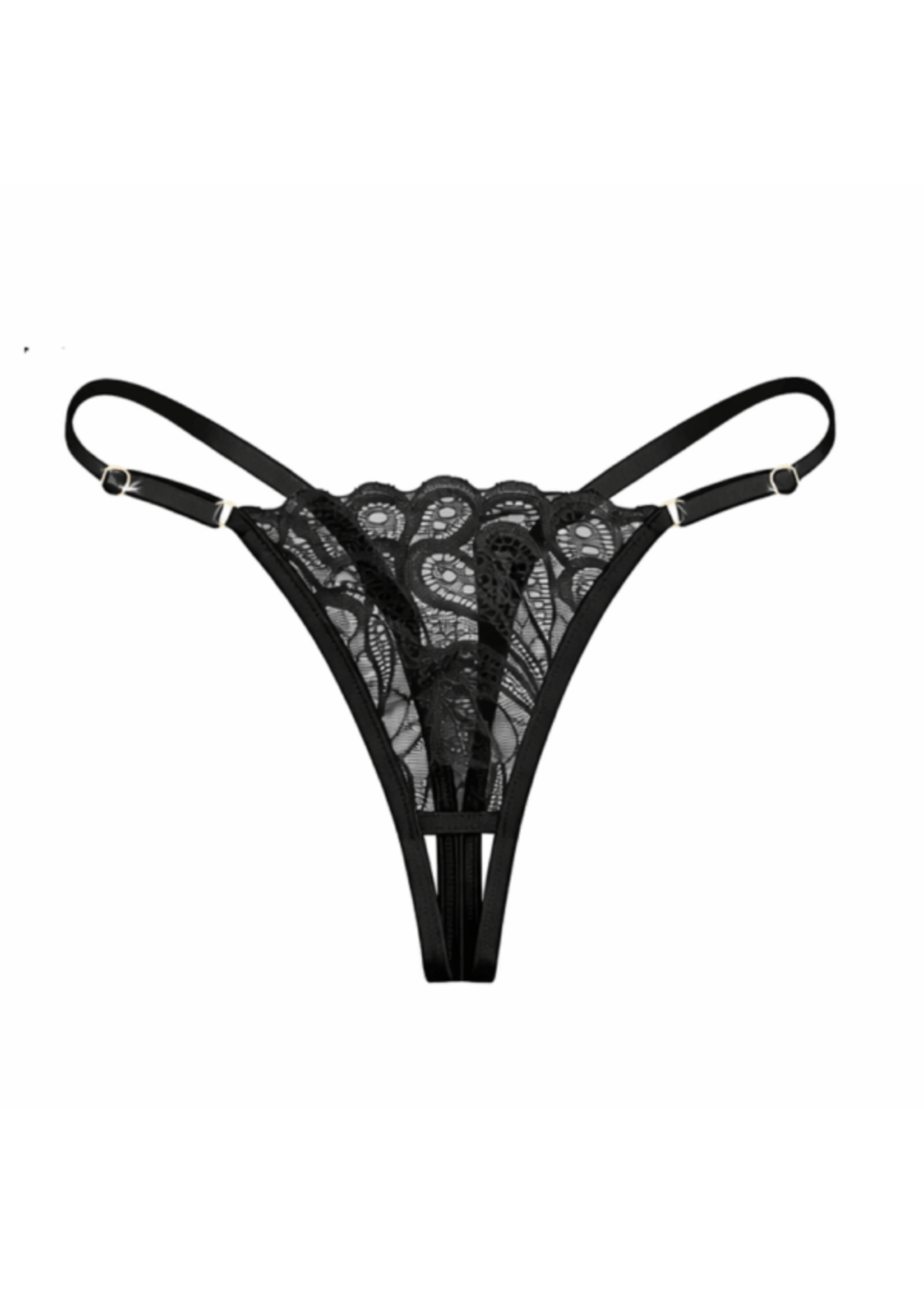 Kinky Diva Posh set: bra, open thong + necklace