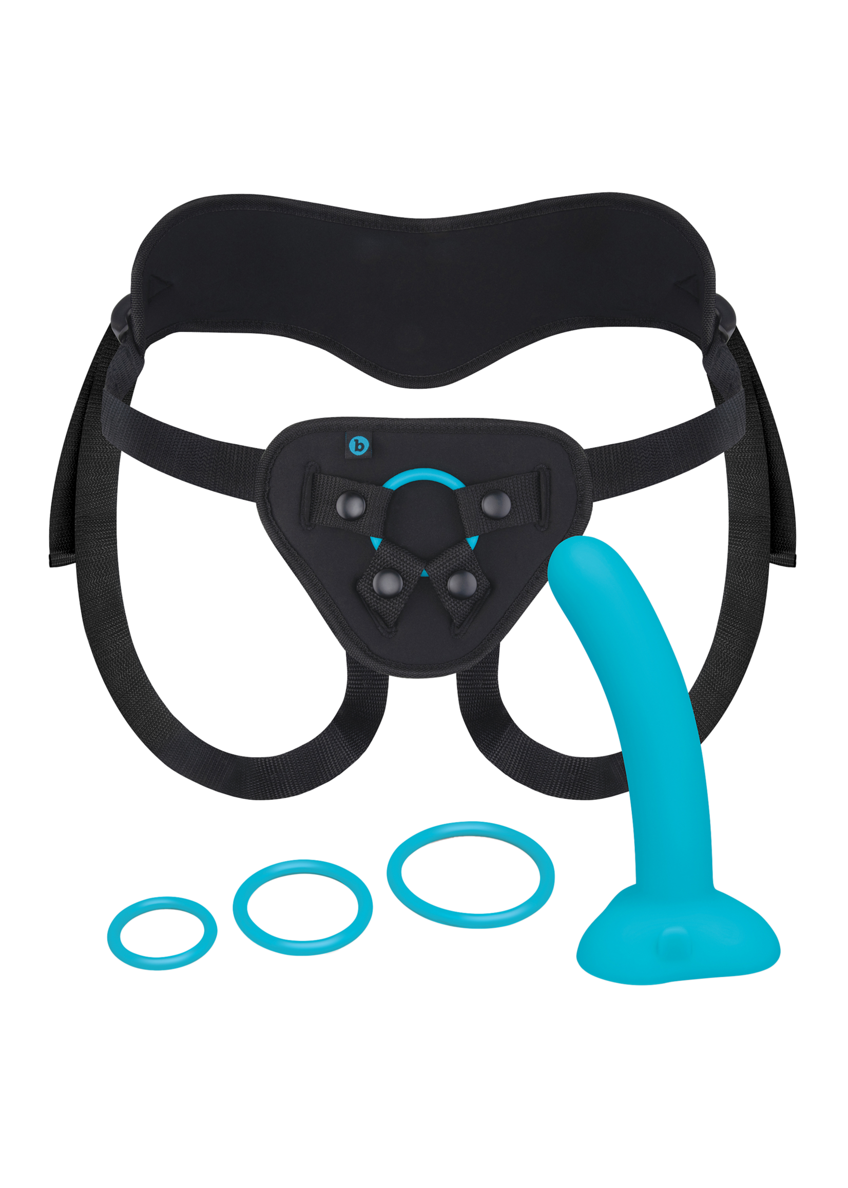 B-vibe Every body strap-on harness set with 6 inch silicone dildo Peg