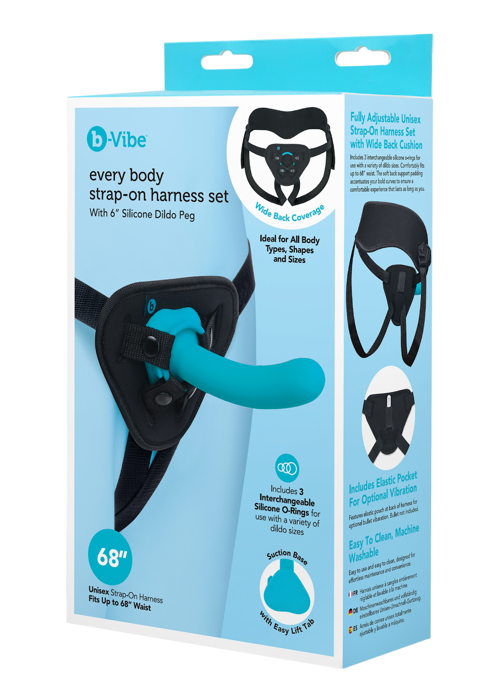 B-vibe Every body strap-on harness set with 6 inch silicone dildo Peg