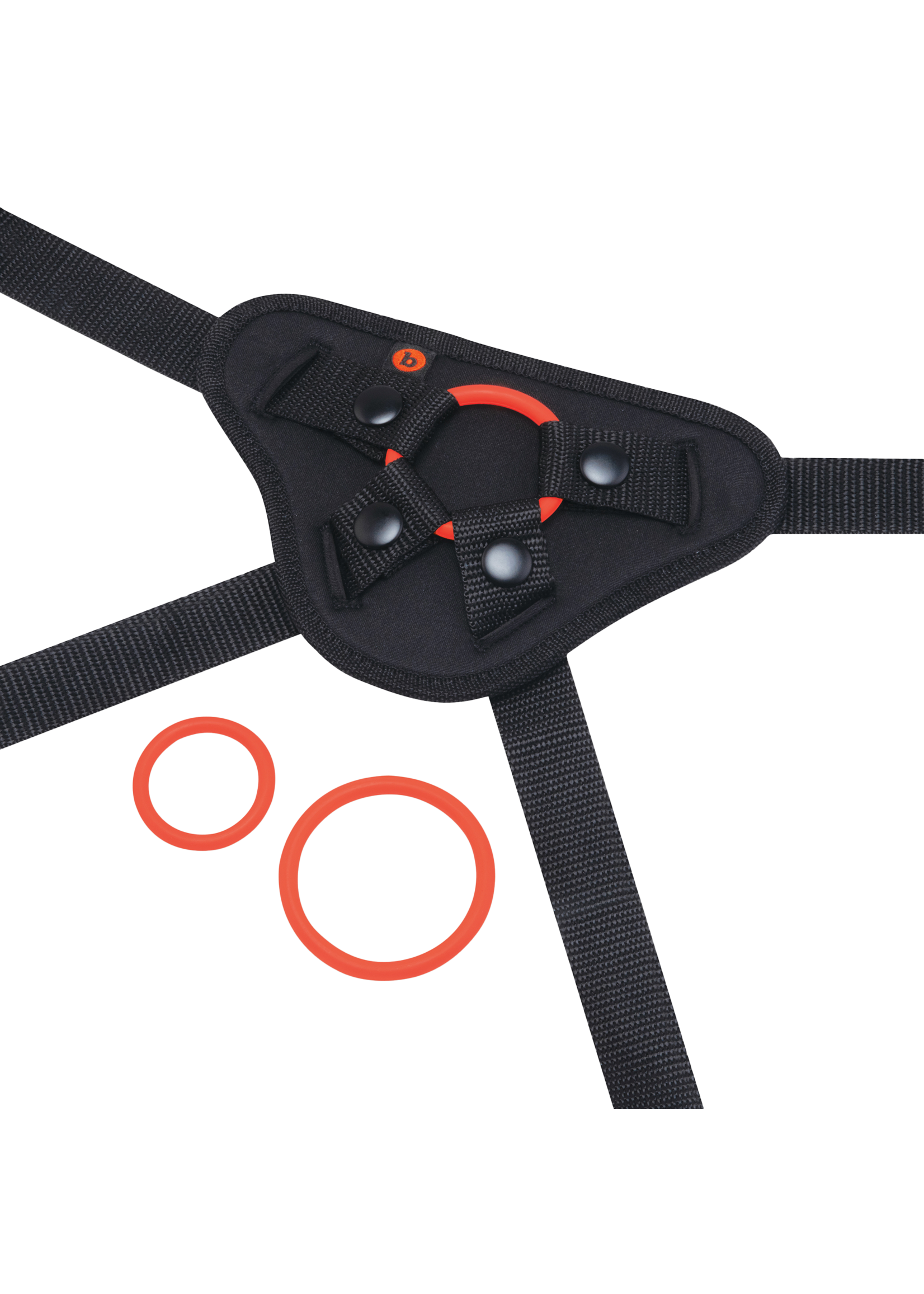 B-vibe Beginners strap-on harness set with 5 inch silicone dildo peg