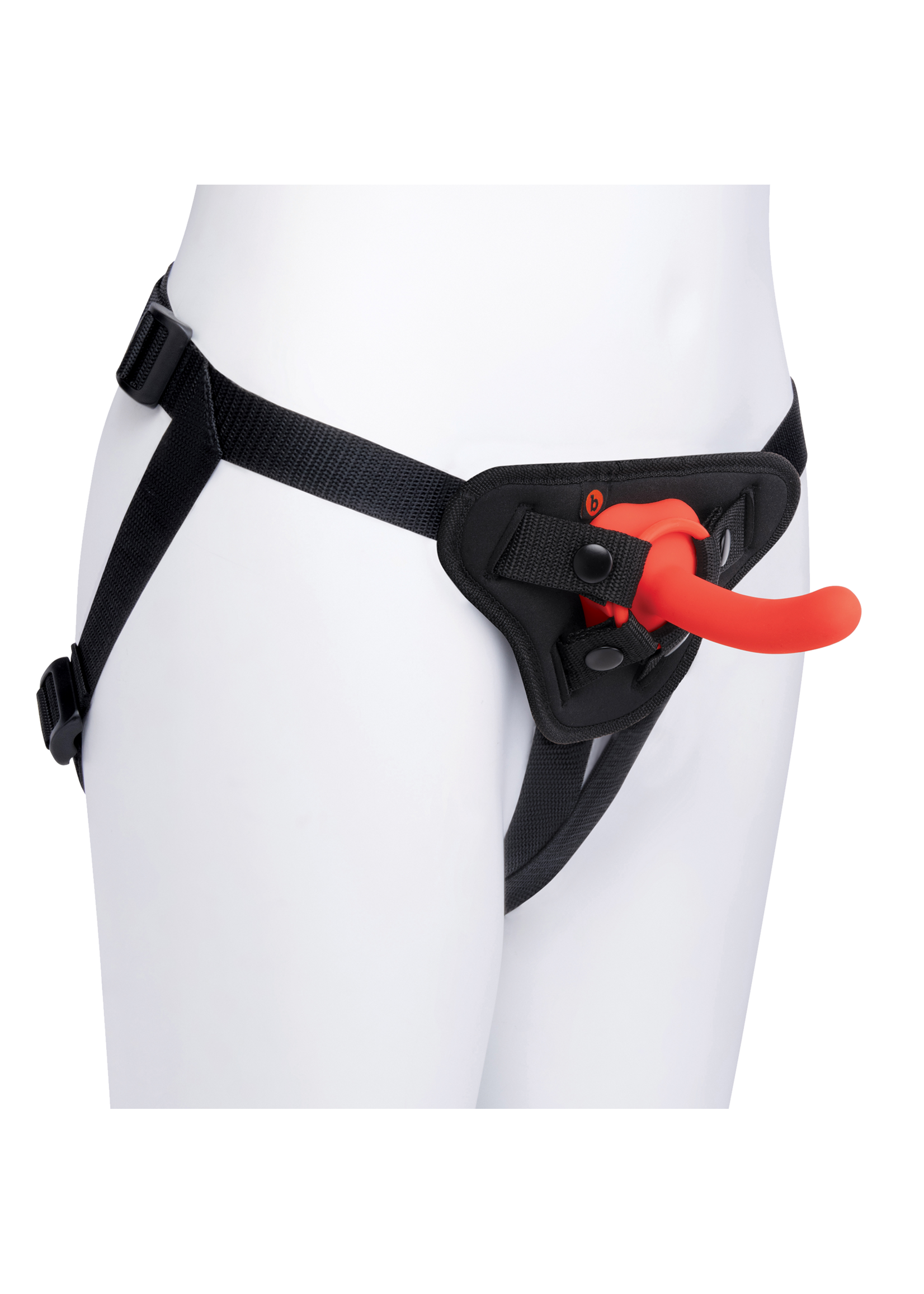 B-vibe Beginners strap-on harness set with 5 inch silicone dildo peg