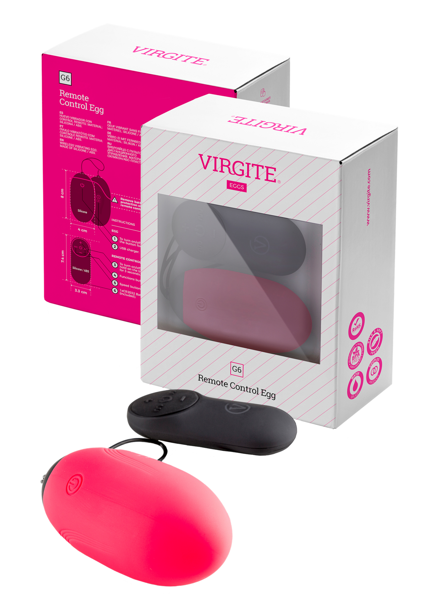 Virgite G6 rechargeable egg and remote G6 pink