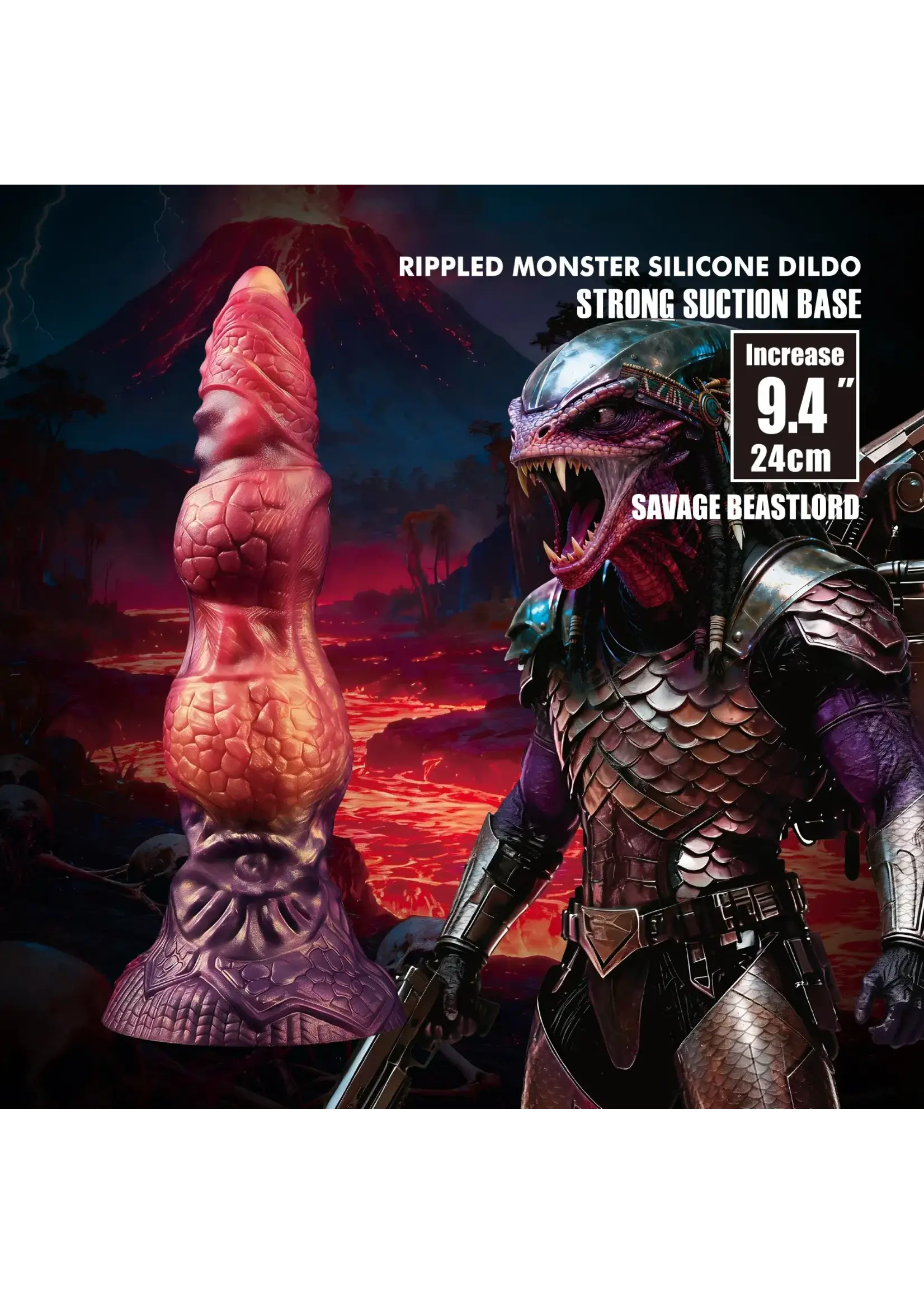Power Monsters Savage beastlord rippled monster dildo - 24 cm