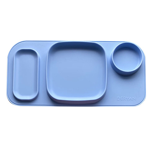 Deryan Deryan Luxe Placemat voor kinderen - bordje BPAVRIJ Anti slip ftalaatvrij - baby servies - Blauw
