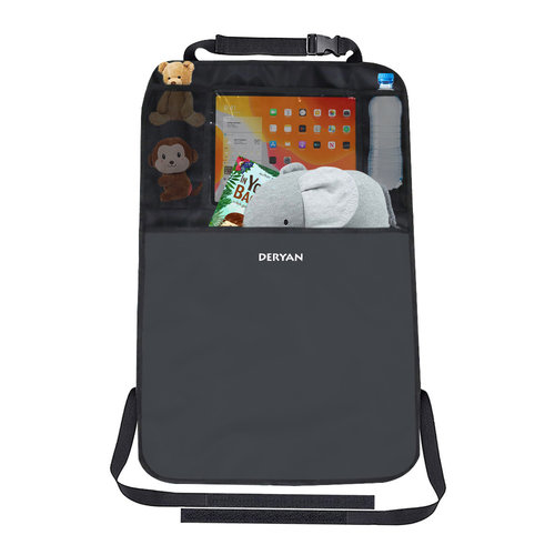 Deryan Deryan Luxe Car seat organizer with tablet holder - protects your back against kicking children's feet - Black Deryan Deryan Luxe Car seat organizer with tablet holder - protects your back against kicking children's feet - Black