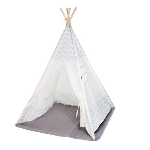 Deryan Deryan Luxe Tipi Tent - Wigwam Speeltent met ramen - 120x120x160cm - met kussen kleed