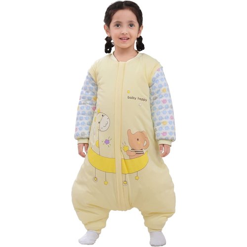 Deryan Saco de dormir de invierno para bebés Deryan con manga con cremallera - Amarillo - Jirafa/Olfante Deryan Saco de dormir de invierno para bebés Deryan con manga con cremallera - Amarillo - Jirafa/Olfante