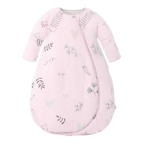Deryan Saco de dormir de invierno para bebés Deryan con manguito extraíble - Rosa - Hojas Deryan Saco de dormir de invierno para bebés Deryan con manguito extraíble - Rosa - Hojas