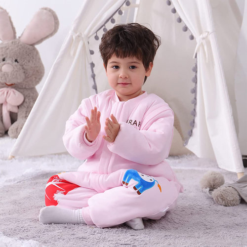Deryan Deryan Baby vinter sovepose med aftageligt ærme - Pink - Giraf