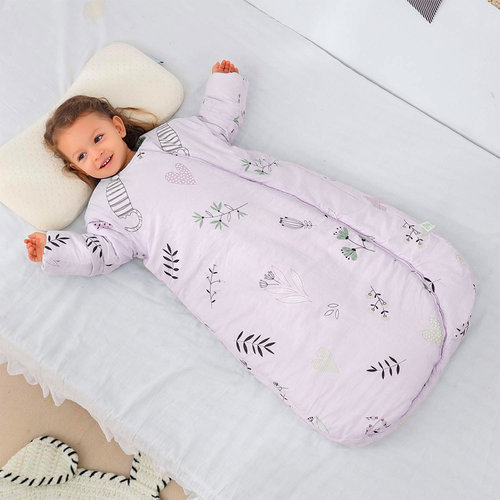 Deryan  Saco de dormir de invierno para bebés Deryan con manguito extraíble - Rosa - Hojas