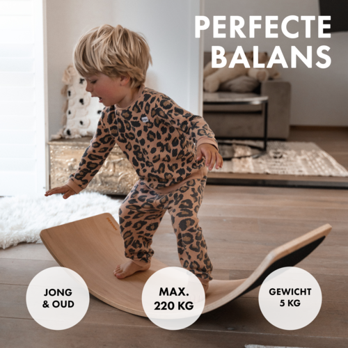 Deryan Deryan Luxe Balance board XL - Tabla de equilibrio - Madera de haya resistente con laca transparente - 90cm