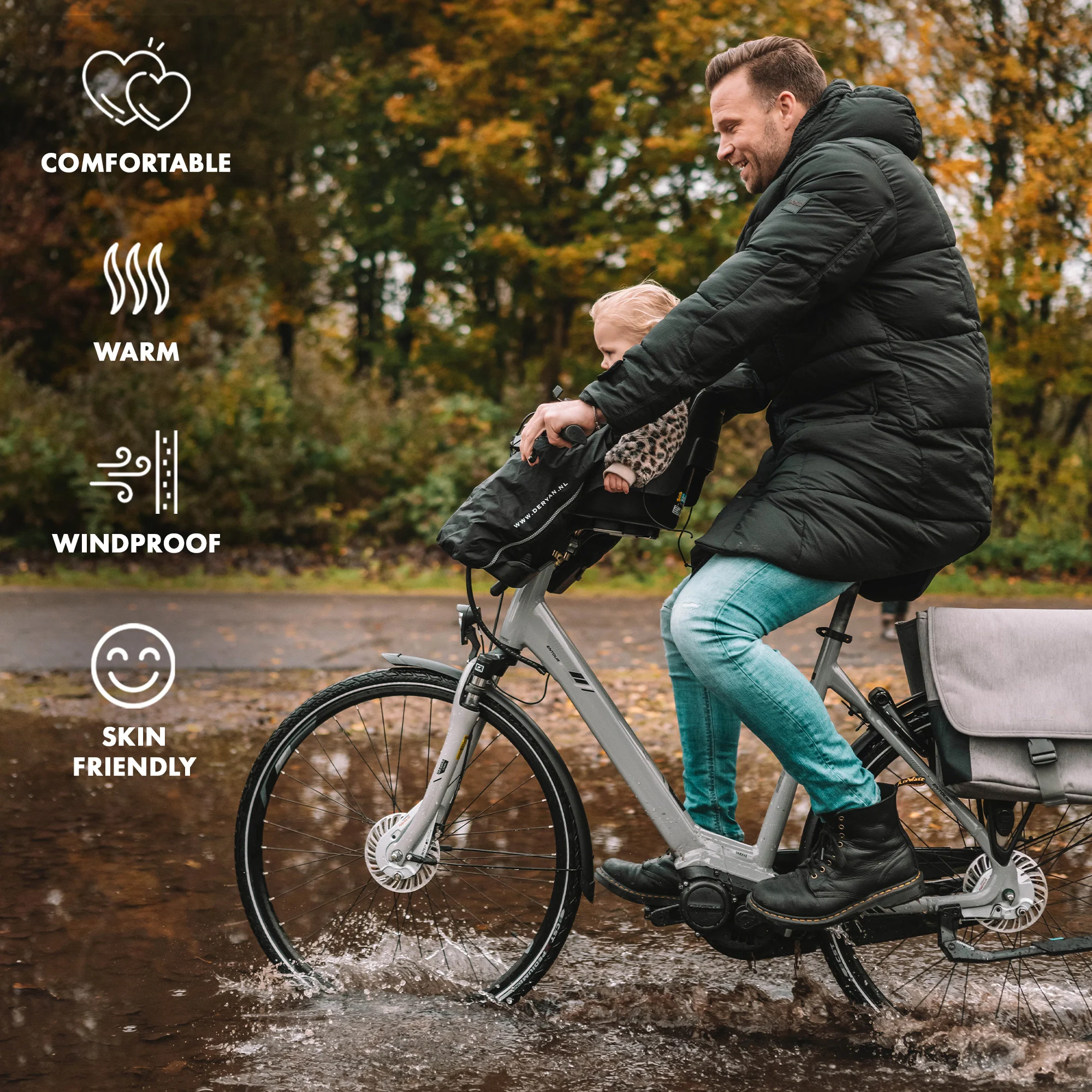Deryan Bike-a-way Jepp/Mini - Cykelsæde til - Regnslag og regnponcho BABY-PHANT