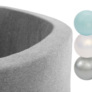 Ballenbak Rond 90x30 | Licht Grijs incl. 150 ballen (Mint Pearl/Pearl/Silver)