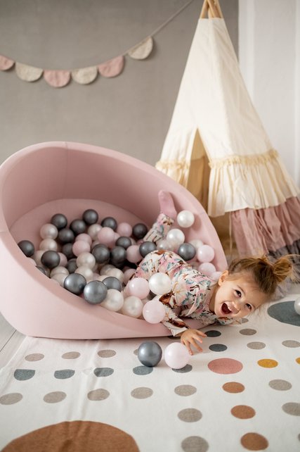 Ballenbak Rond 90x30 | Licht Roze incl. 150 ballen (Pearl/Silver/Light Pink Pearl)
