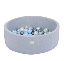 Ballenbak Rond 90x30 | Licht Grijs incl. 150 ballen (Pearl/Silver/Light Blue)
