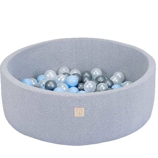 Ballenbak Rond 90x30 | Licht Grijs incl. 150 ballen (Pearl/Silver/Light Blue)