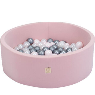 Ballenbak Rond 90x30 | Licht Roze incl. 150 ballen (Pearl/Silver/Light Pink Pearl)