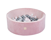 Ballenbak Rond 90x30 | Velvet Pink incl. 150 ballen (Pearl/Silver/Light Pink Pearl)