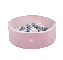 Ballenbak Rond 90x30 | Velvet Pink incl. 150 ballen (Pearl/Silver/Light Pink Pearl)