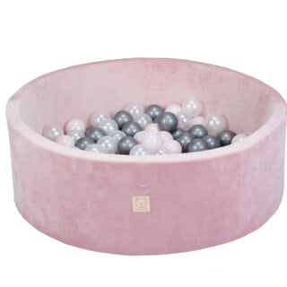 Ballenbak Rond 90x30 | Velvet Pink incl. 150 ballen (Pearl/Silver/Light Pink Pearl)