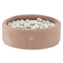 Ballenbak Rond 90x30 | Beige Fluffy Boucle incl. 200 ballen (Pearl/Gold/Transparant)