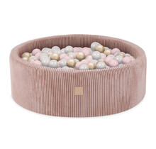 Ballenbak Rond 90x30 | Light Beige/Pink Corduroy incl. 200 ballen (Pearl/Gold/Light Pink Pearl)