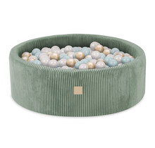 Ballenbak Rond 90x30 | Green Corduroy incl. 200 ballen (Pearl/Gold/Mint Pearl )