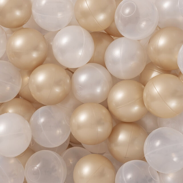 Ballenbak Rond 90x30 | Velvet Gold/Beige incl. 200 ballen (Pearl/Gold/Transparant)