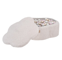 Ballenbak Bloem met Speelmat 95x30 | Cream Fluffy Boucle incl. 200 ballen