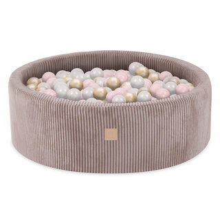 Ballenbak Rond 90x30 | Beige Corduroy incl. 200 ballen (Pearl/Gold/Light Pink Pearl)