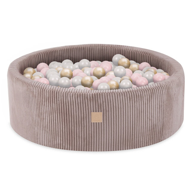 Ballenbak Rond 90x30 | Beige Corduroy incl. 200 ballen (Pearl/Gold/Light Pink Pearl) Ballenbak Rond 90x30 | Beige Corduroy incl. 200 ballen (Pearl/Gold/Light Pink Pearl)
