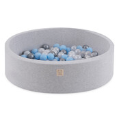 Ballenbak Rond 90x30 | Licht Grijs incl. 150 ballen (Pearl/Silver/Light Blue)