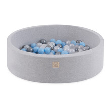 Ballenbak Rond 90x30 | Licht Grijs incl. 150 ballen (Pearl/Silver/Light Blue)