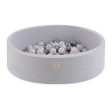Ballenbak Rond 90x30 | Licht Grijs incl. 150 ballen (Pearl/Silver/Light Pink Pearl)