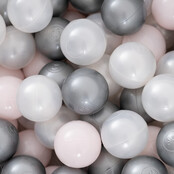Ballenbak Rond 90x30 | Licht Grijs incl. 150 ballen (Pearl/Silver/Light Pink Pearl)