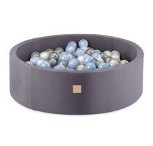 Ballenbak Rond 90x30 | Velvet Grey incl. 150 ballen (Pearl/Silver/Light Blue)