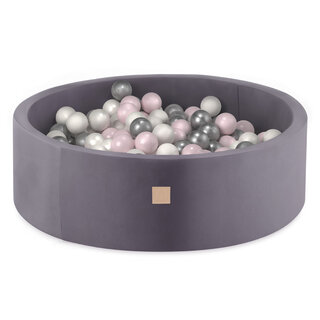 Ballenbak Rond 90x30 | Velvet Grey incl. 150 ballen (Pearl/Silver/Light Pink Pearl)