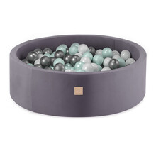 Ballenbak Rond 90x30 | Velvet Grey incl. 150 ballen (Mint Pearl/Silver/White)