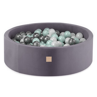Ballenbak Rond 90x30 | Velvet Grey incl. 150 ballen (Mint Pearl /Silver/White)