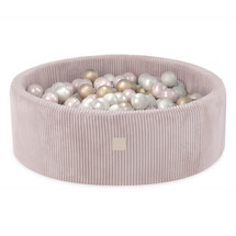 Ballenbak Rond 90x30 | Light Pink Corduroy incl. 200 ballen (Pearl/Gold/Light Pink Pearl)