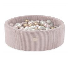 Ballenbak Rond 90x30 | Light Pink Corduroy incl. 200 ballen (Pearl/Gold/Light Pink Pearl)