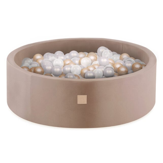 Ballenbak Rond 90x30 | Velvet Gold/Beige incl. 200 ballen (Pearl/Gold/Transparant)