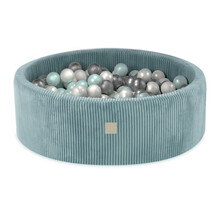 Ballenbak Rond 90x30 | Blue Corduroy incl. 200 ballen  (Pearl/Silver/Mint Pearl)