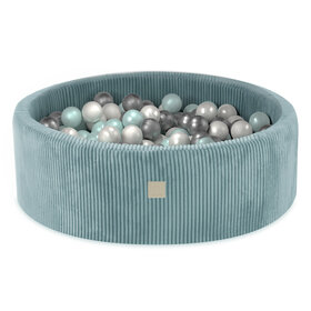 Ballenbak Rond 90x30 | Blue Corduroy incl. 200 ballen (Pearl/Silver/Mint Pearl)