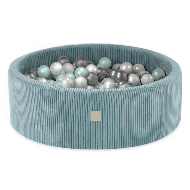 Ballenbak Rond 90x30 | Blue Corduroy incl. 200 ballen  (Pearl/Silver/Mint Pearl)
